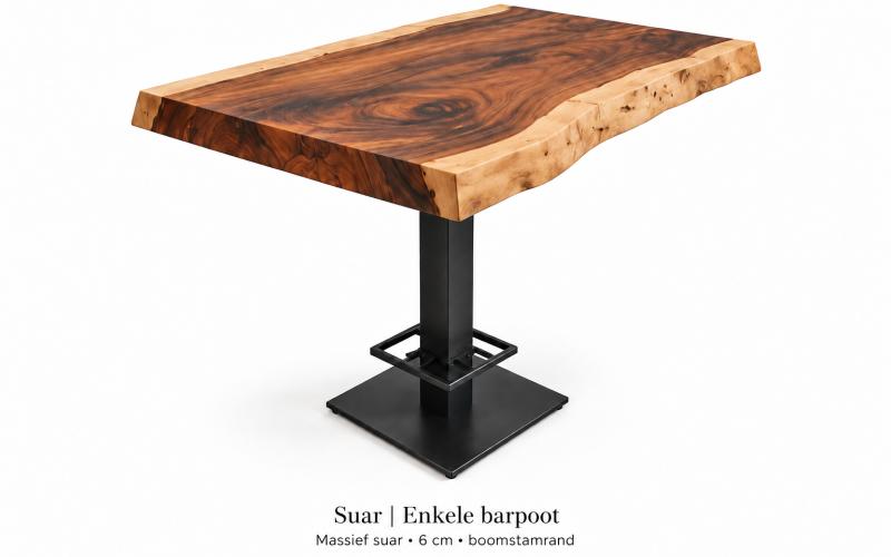 Compacte suar boomstambartafel met enkele barpoot